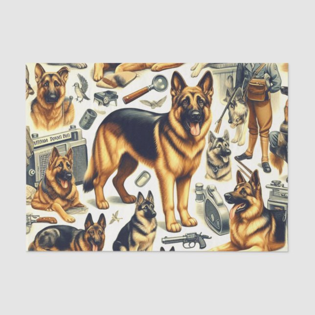 Vintage German Shepherd Seamless Tissue Paper (Front)