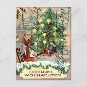 Vintage German Three Angels & Blue Forget-Me-Nots Postcard