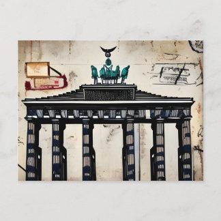 Vintage Germany Berlin Brandenburg Gate Sketch Postcard