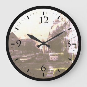 Vintage Germany Frankfurt City street cars Large C Clock