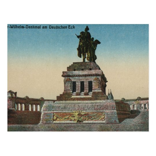 Vintage Germany, Koblenz, Deutches Eck, Monument Postcard