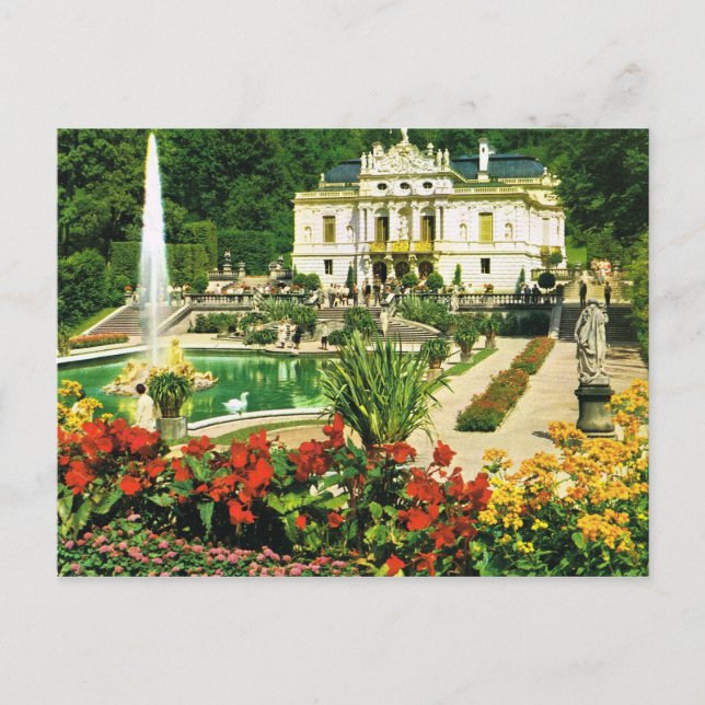 Vintage Germany,  Konigschloss Linderhof Postcard (Front)