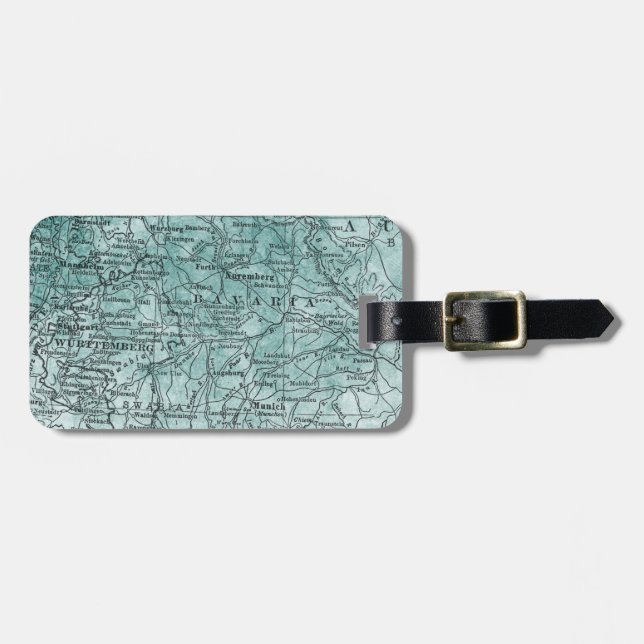 Vintage Germany Map Bavaria Region Travel Luggage Tag (Front Horizontal)
