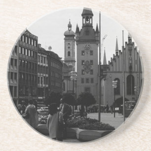 Vintage Germany Munich Church Marienplatz Coaster