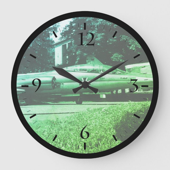 Vintage Germany Munich Deutsch Museum starfighter  Large Clock (Front)