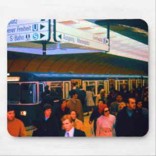 Vintage Germany Munich Station Marienplatz Mouse Pad