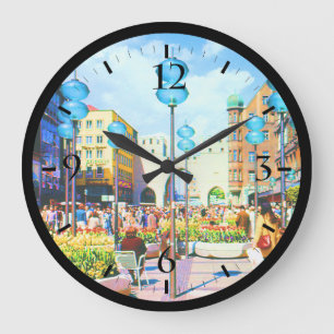 Vintage Germany Munich Towngate Karistor Large Clock