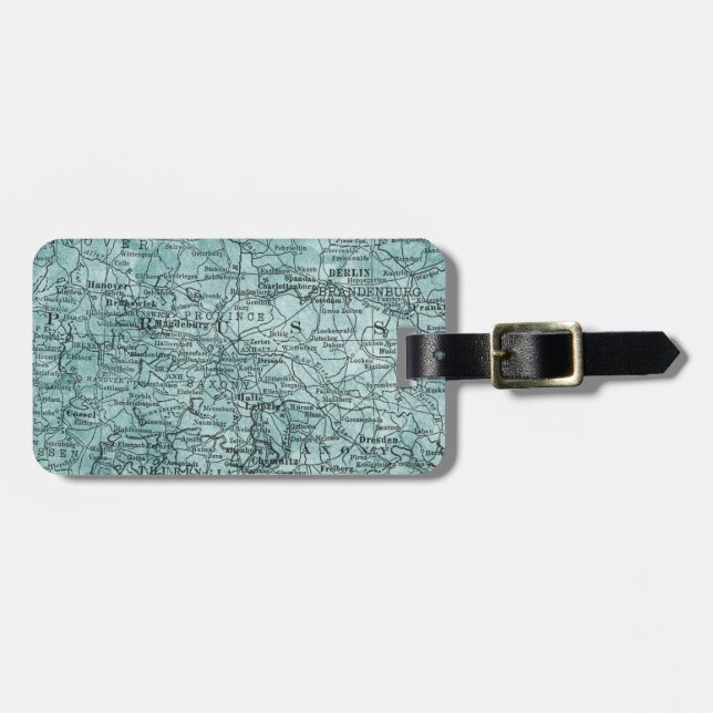 Vintage Germany Prussia Region Map Travel Luggage Tag (Front Horizontal)