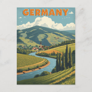 Vintage Germany River Valley Travel Postcard