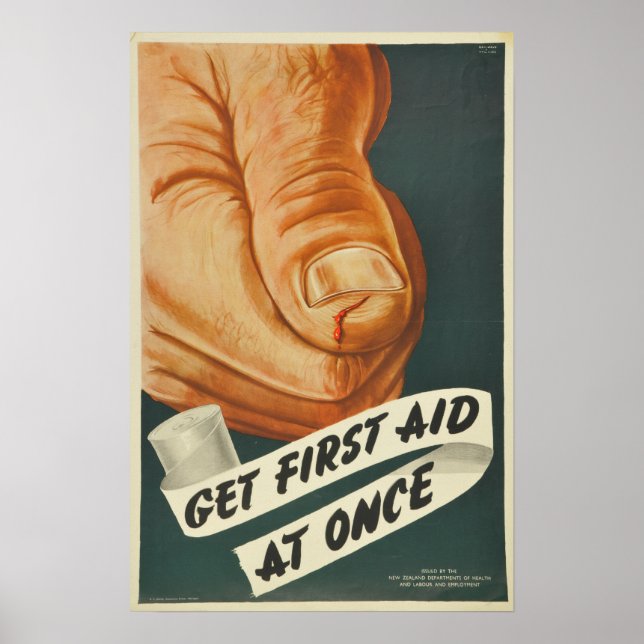 Vintage Get First Aid at Once Poster (Front)