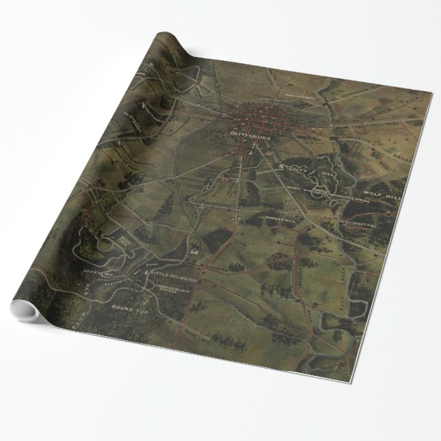 Vintage Gettysburg Pennsylvania Park Map (1916) Wrapping Paper (Unrolled)