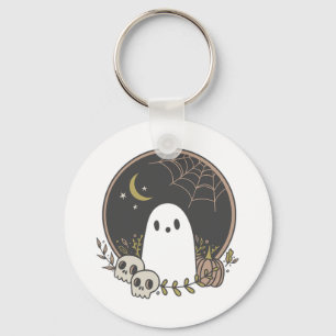 Vintage Ghost Autumn Fall Halloween Keychain
