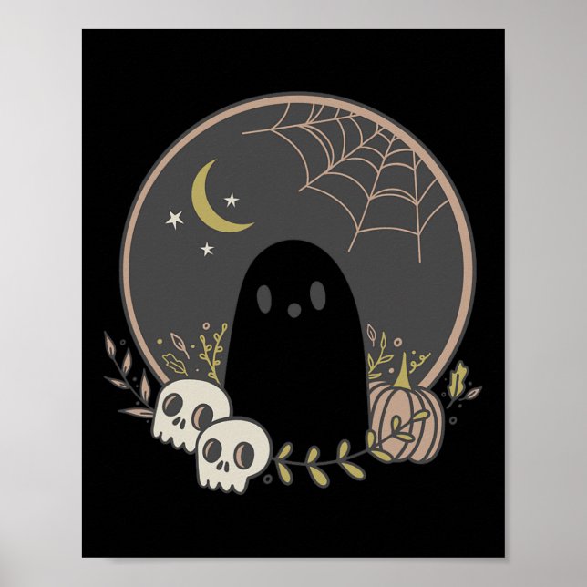 Vintage Ghost Autumn Fall Halloween  Poster (Front)