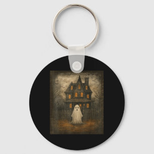 Vintage Ghost Boo Haunted House Halloween Costumes Keychain