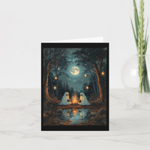 Vintage Ghost Book Reading Camping Gothic Hallowee Card