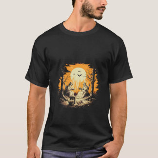 Vintage Ghost Book Reading Camping Gothic Hallowee T-Shirt