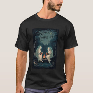 Vintage Ghost Book Reading Camping Teachers Hallow T-Shirt