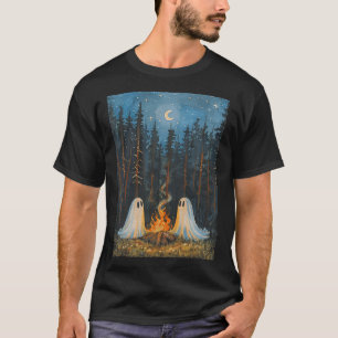 Vintage Ghost Campfire Camping Lover Forest Gothic T-Shirt