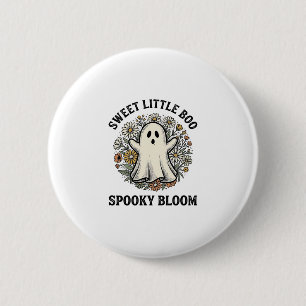 Vintage Ghost Floral Cute Halloween Boo Bouquet_1 2 Inch Round Button