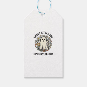 Vintage Ghost Floral Cute Halloween Boo Bouquet_1 Gift Tags