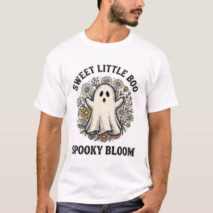 Vintage Ghost Floral Cute Halloween Boo Bouquet_1 T-Shirt