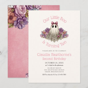Vintage Ghost Halloween 2nd Second Birthday Invitation