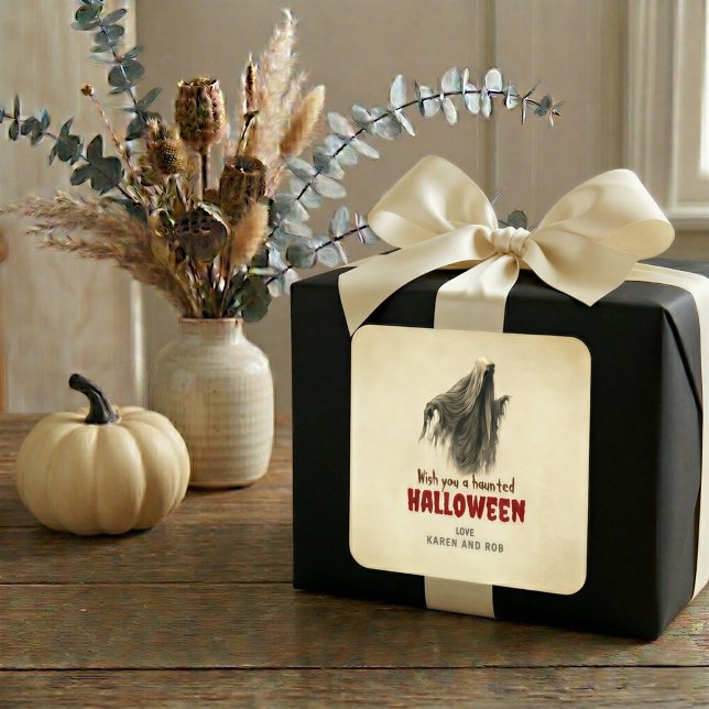 Vintage Ghost Halloween Personalized Sticker (Creator Uploaded)