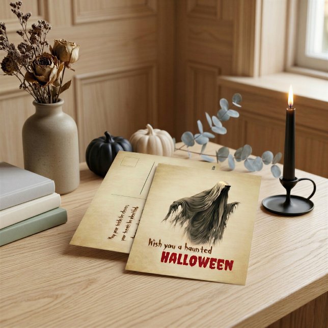 Vintage Ghost Haunted Halloween Postcard (Creator Uploaded)