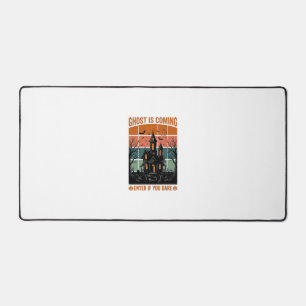 Vintage Ghost Is Coming Haunted House Halloween De Desk Mat