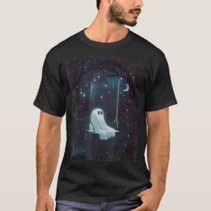 Vintage Ghost on a Swing Cute Halloween Forest Nig T-Shirt
