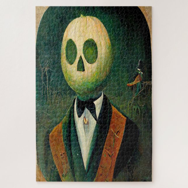 Vintage Ghost Pumpkin Head Man Jigsaw Puzzle (Vertical)
