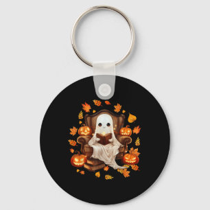 Vintage Ghost Reading Book Lovers Gothic Halloween Keychain