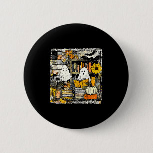 Vintage Ghost Reading Book Lovers Library Hallowee 2 Inch Round Button