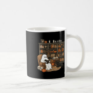 Vintage Ghost Reading Book Lovers Library Hallowee Coffee Mug