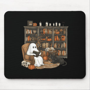 Vintage Ghost Reading Book Lovers Library Hallowee Mouse Pad