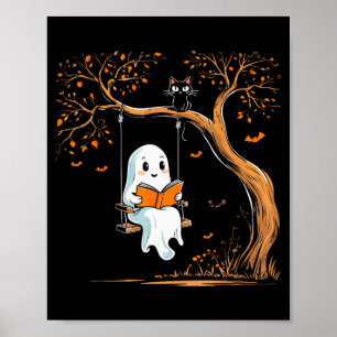 Vintage Ghost Swing Reading Book Swinging Hallowee Poster