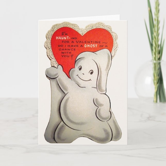 Vintage Ghost Valentine Greeting Card (Front)