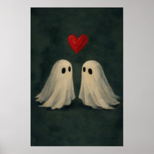 Vintage Ghost Valentines Day Print, Love Ghost Poster