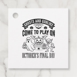 Vintage Ghosts And Goblins Halloween Shirt Design_ Favour Tags