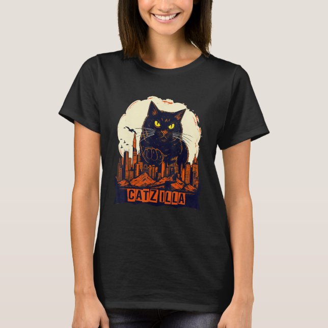 Vintage Giant Kitty Cat Catzilla T-Shirt (Front)