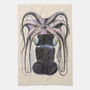 Vintage Giant Squid or Octopus, Marine Life Animal Kitchen Towel