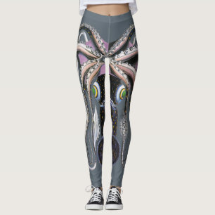 Vintage Giant Squid or Octopus, Marine Life Animal Leggings