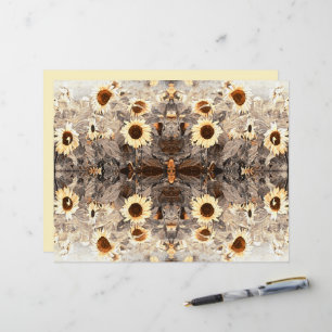 Vintage Giant Sunflowers Yellow Brown Sepia Art