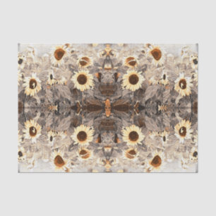 Vintage Giant Sunflowers Yellow Brown Sepia Art Tissue Paper