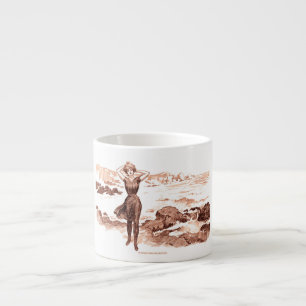 Vintage Gibson Girl Beach Mermaid Bathing Beauty Espresso Cup