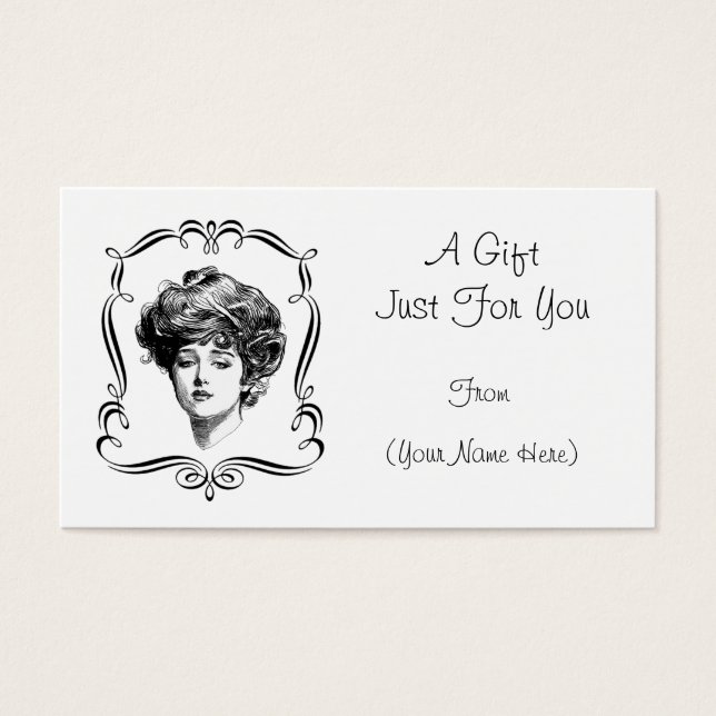 Vintage Gibson Girl Personalized Gift Card Tag (Front)