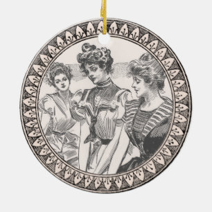 Vintage Gibson Girls Antique Illustration Ceramic Ornament
