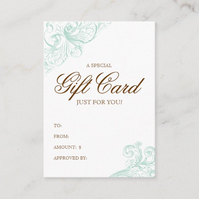 Vintage Gift Card Spring Green Acanthus (Front)