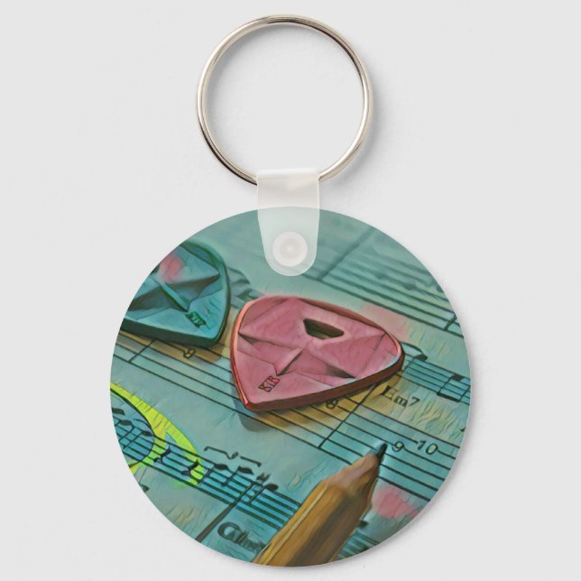 Vintage gift for a guitarist keychain (Front)