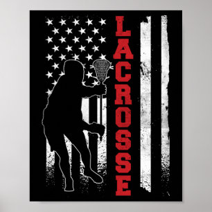 Vintage Gift Lacrosse American Flag Lax - Uni-adul Poster
